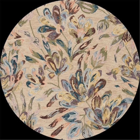Safavieh 6 x 6 ft. Blossom Floral Hand Tufted Round Rug; Beige & Purple BLM462B-6R